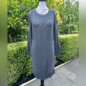 BANANA REPUBLIC Off-shoulder Knitted Long-sleeve Dress